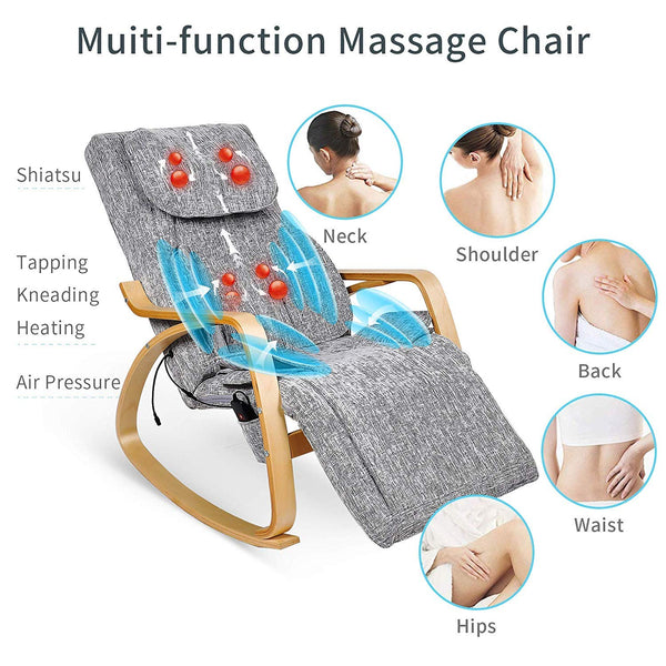 Furgle Massage Chair w/Air Compress 3D Shiatsu Massage, 8 Modes Full Body Massage Vibration Heat Rocking Recliner Kneading Tapping Rolling for Shoulder Neck Back Waist and Hips