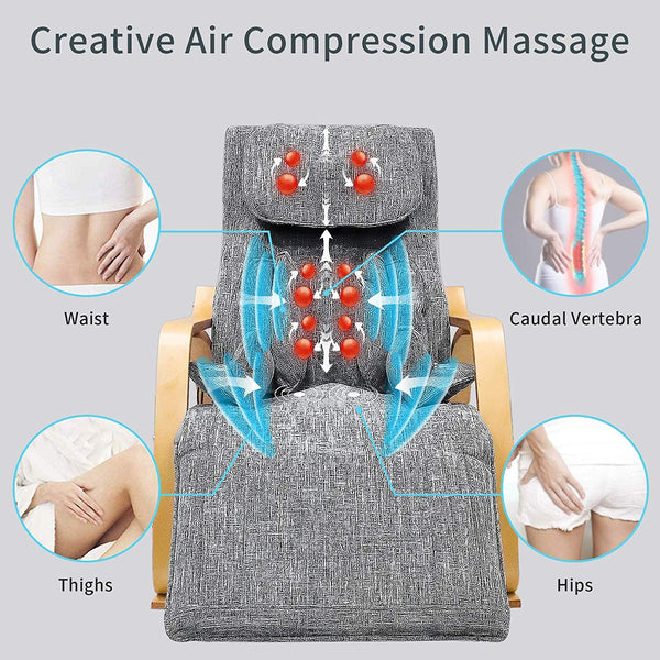 Furgle Massage Chair w/Air Compress 3D Shiatsu Massage, 8 Modes Full Body Massage Vibration Heat Rocking Recliner Kneading Tapping Rolling for Shoulder Neck Back Waist and Hips